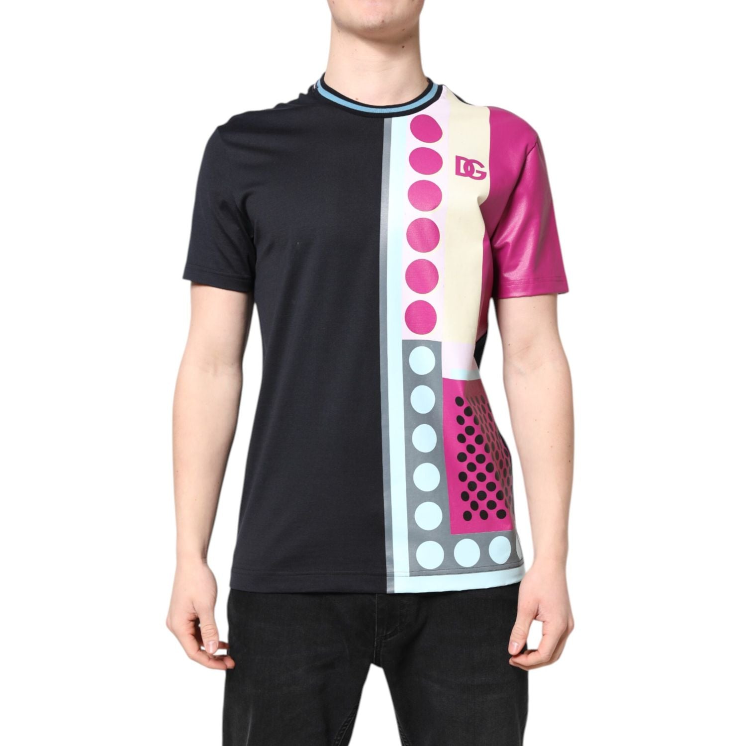 Dolce & Gabbana Multicolor Printed Logo Short Sleeve T-shirt