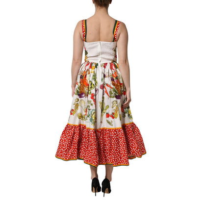 Dolce & Gabbana White Vegetables Sleeveless A-line Dress