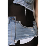 Dolce & Gabbana Black Blue Sleeveless Denim Mini Dress DR81717-40