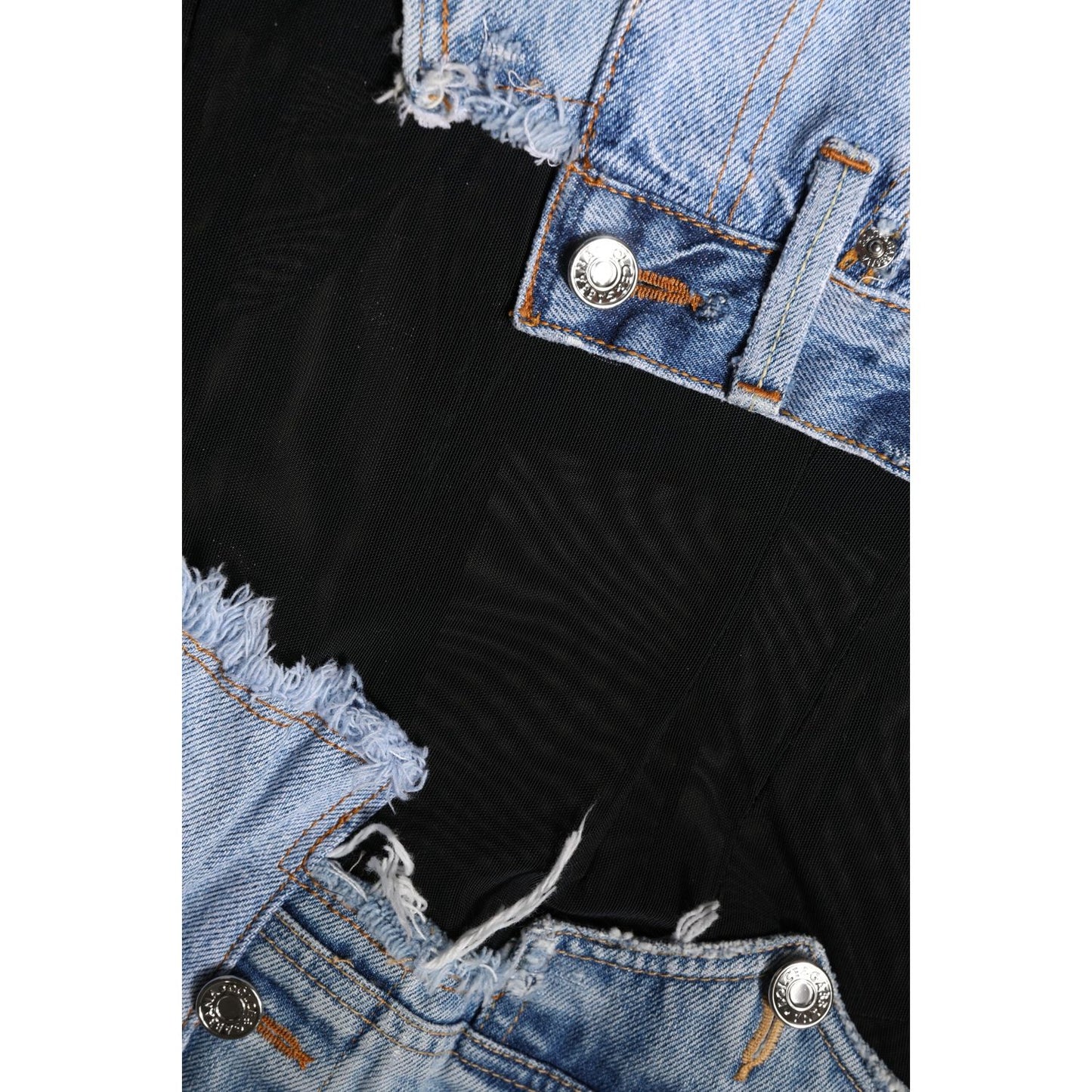 Dolce & Gabbana Black Blue Sleeveless Denim Mini Dress DR81717-40