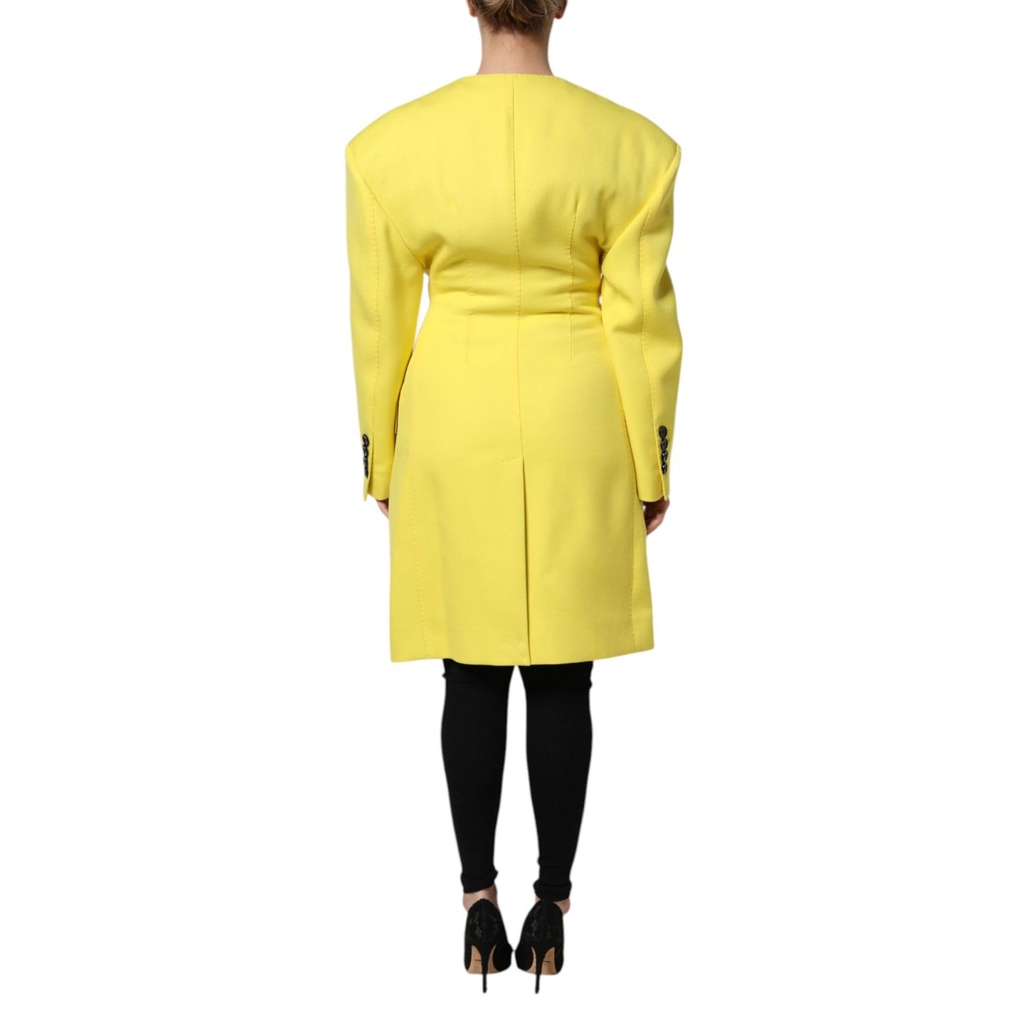Dolce & Gabbana Yellow Double Breasted Trench Coat Jacket