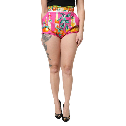 Dolce & Gabbana Pink Printed High Waist Hot Pants Shorts