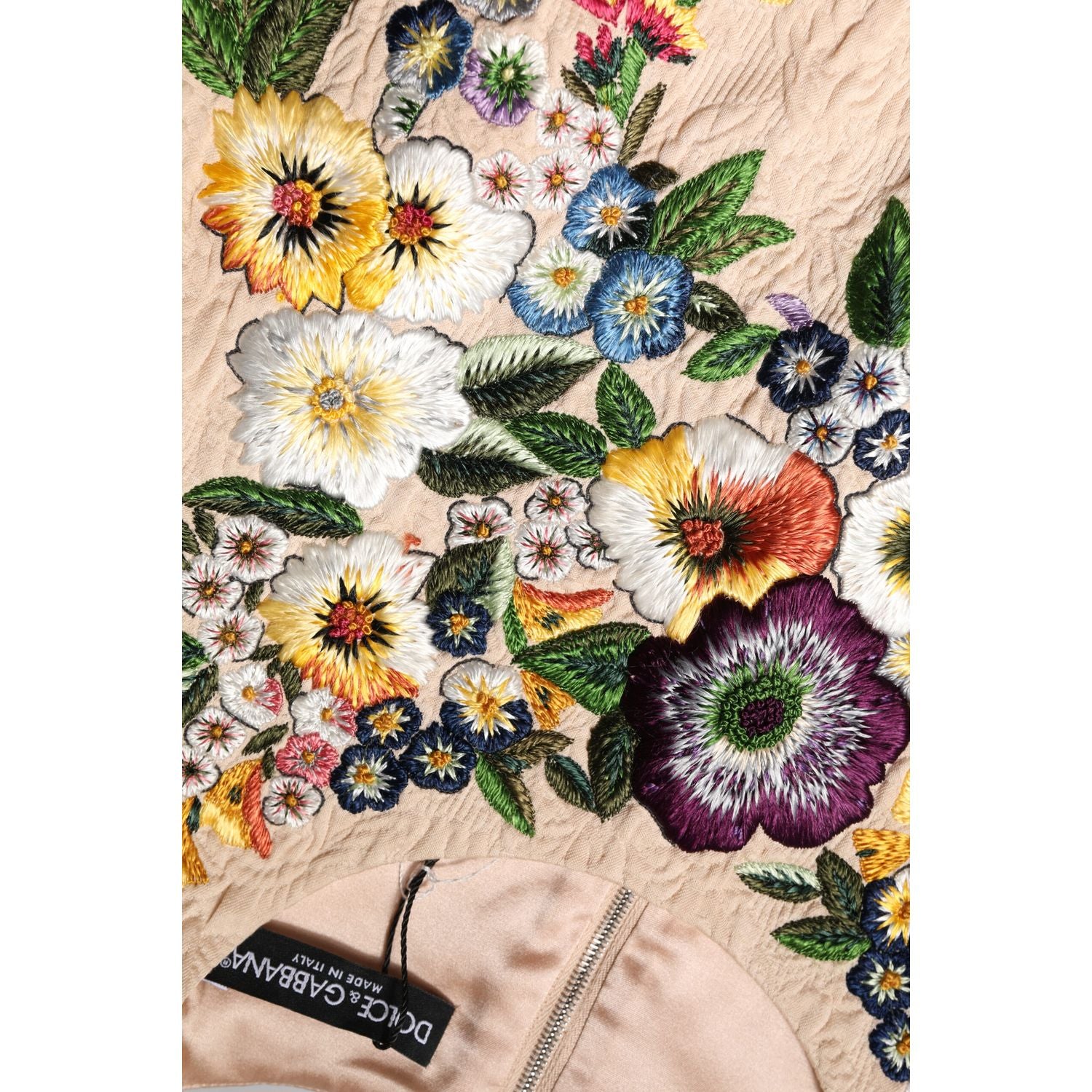 Dolce & Gabbana Beige Floral Embroidery Sleeveless Tank Top