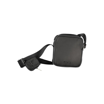 Calvin Klein Black Polyester Shoulder Bag with adjustable strap and removable coin purse, featuring zip closure and internal pocket.