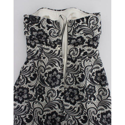 Dolce & Gabbana White Floral Lace Silk Corset Maxi Dress