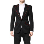 Dolce & Gabbana Black SICILIA CrystalEmbellished Coat Blazer KOS2312-46