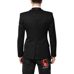 Dolce & Gabbana Black SICILIA CrystalEmbellished Coat Blazer KOS2312-46