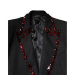 Dolce & Gabbana Black SICILIA CrystalEmbellished Coat Blazer KOS2312-46