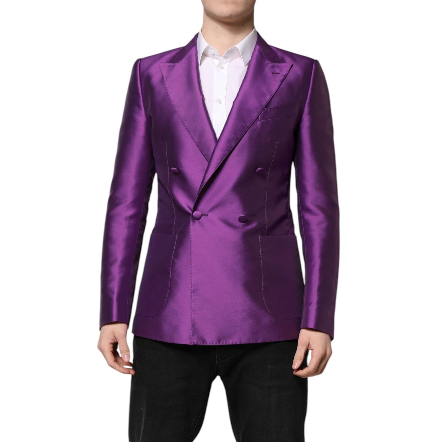 Dolce & Gabbana Purple Double Breasted Men Suit Coat Blazer KOS2314-48
