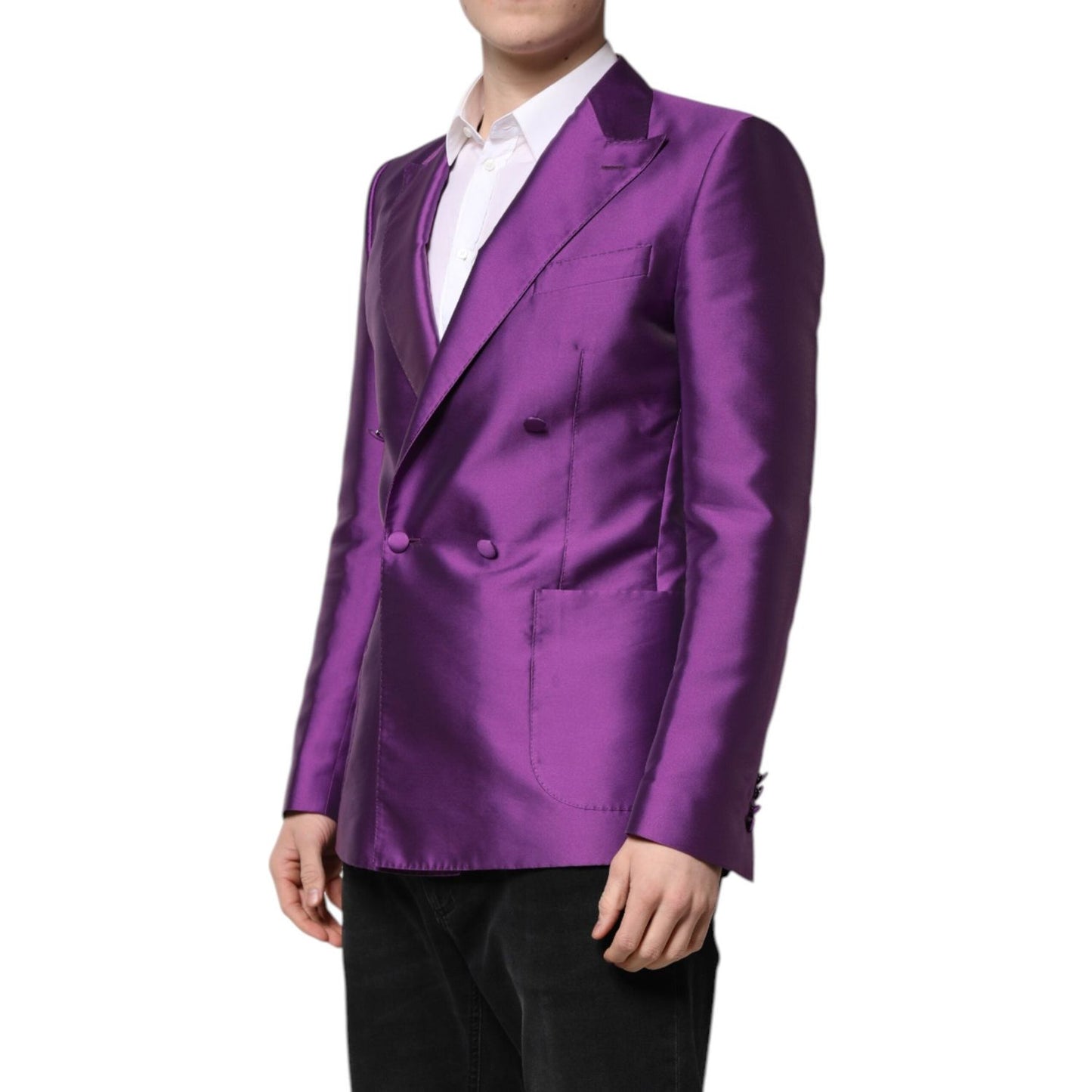 Dolce & Gabbana Purple Double Breasted Men Suit Coat Blazer KOS2314-48