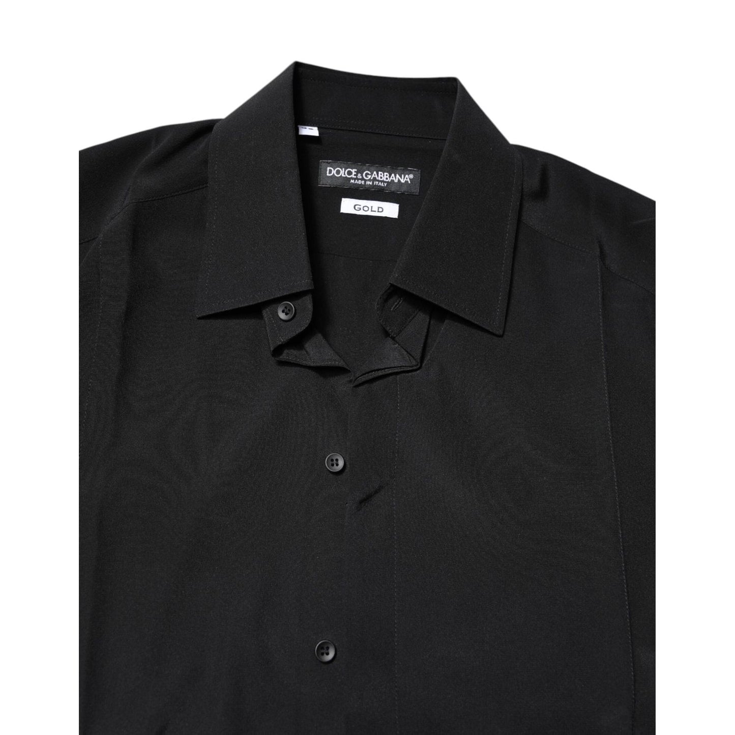 Dolce & Gabbana Black Silk GOLD Long Sleeves Dress Shirt TSH87824-39