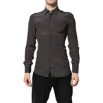Dolce & Gabbana Dark Gray Silk GOLD Dress Formal Shirt TSH90443-37