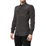 Dolce & Gabbana Dark Gray Silk GOLD Dress Formal Shirt TSH90443-37
