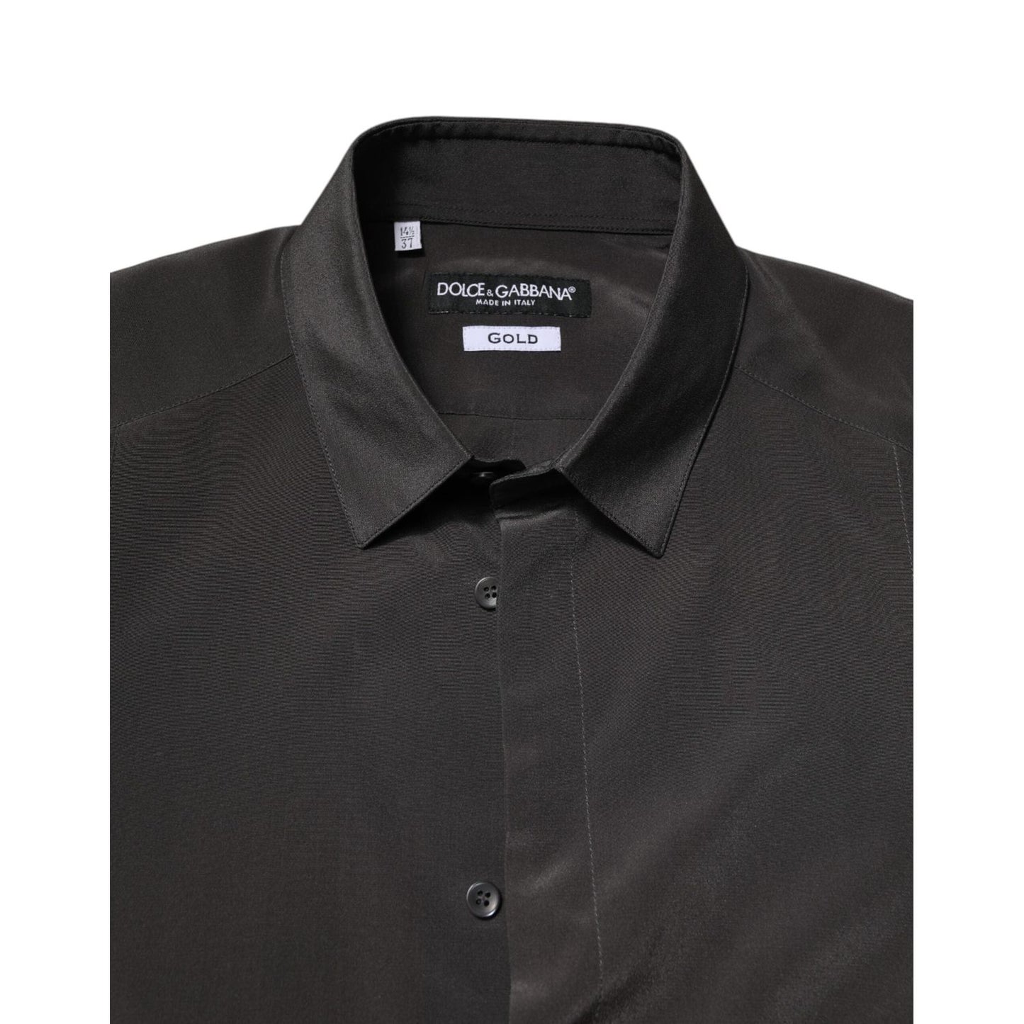 Dolce & Gabbana Dark Gray Silk GOLD Dress Formal Shirt TSH90443-37