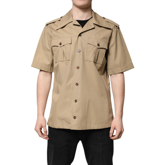 Dolce & Gabbana Brown Graphic Print Short Sleeves Shirt TSH90449-37