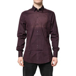 Dolce & Gabbana Burgundy Cotton GOLD Long Sleeves Shirt TSH878452-42