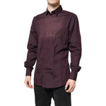 Dolce & Gabbana Burgundy Cotton GOLD Long Sleeves Shirt TSH878452-42