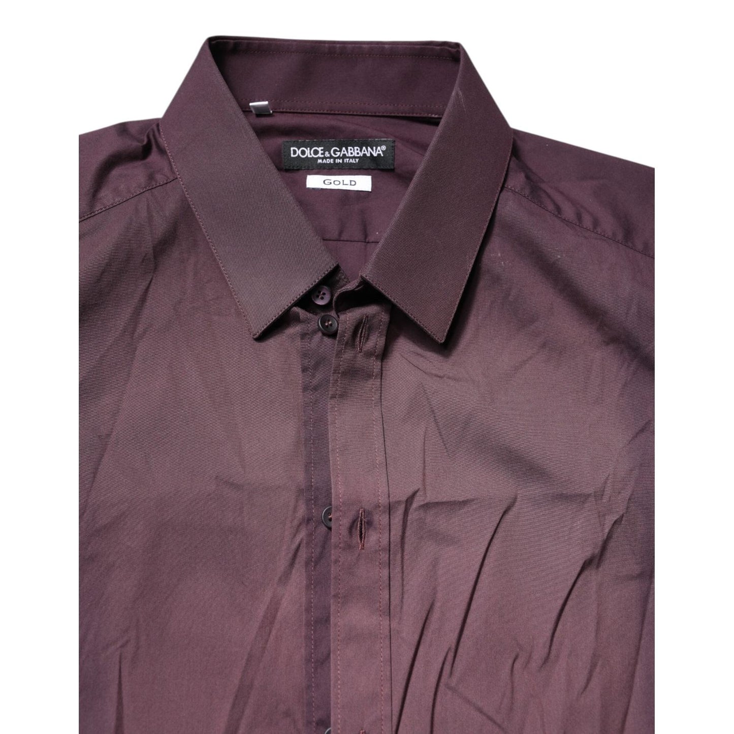 Dolce & Gabbana Burgundy Cotton GOLD Long Sleeves Shirt TSH878452-42