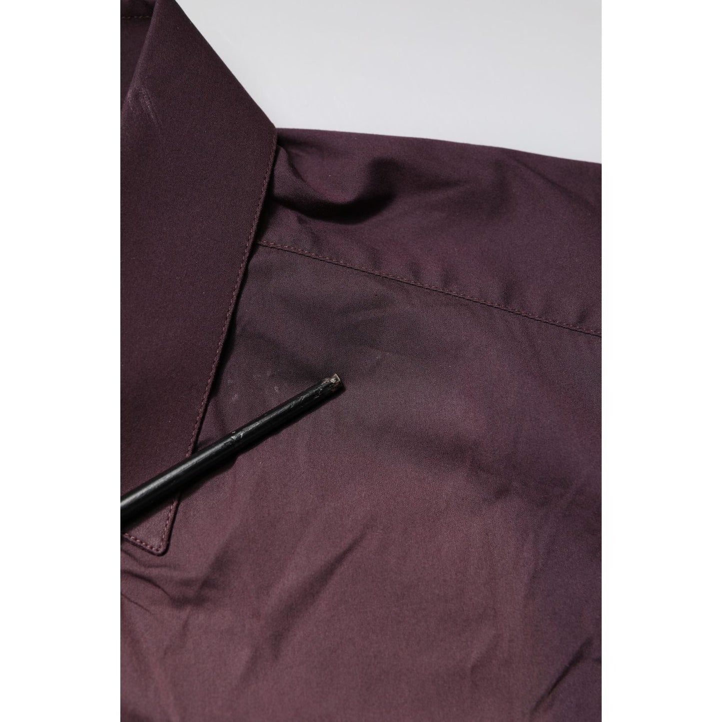 Dolce & Gabbana Burgundy Cotton GOLD Long Sleeves Shirt TSH878452-42