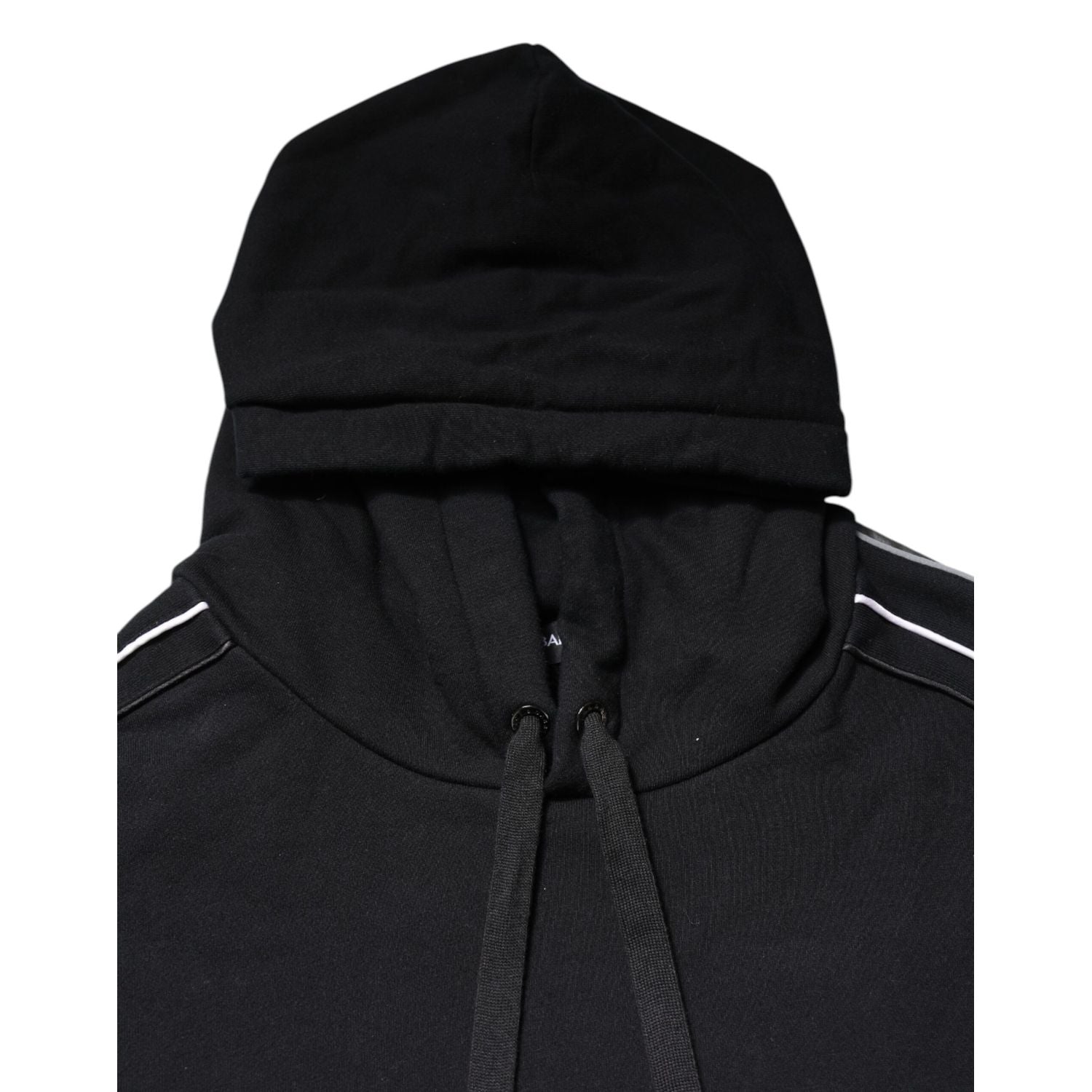 Dolce & Gabbana Black Cotton Logo Hooded Sweatshirt Sweater