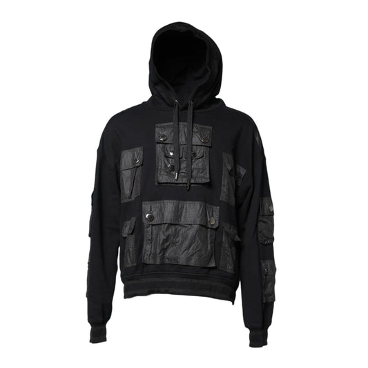 Dolce & Gabbana Black Cotton Hooded Sweatshirt Sweater TSH90275-52