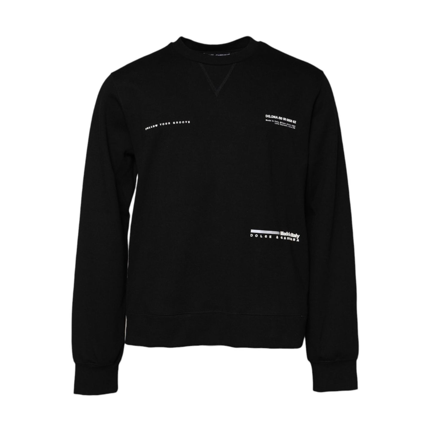 Dolce & Gabbana Black Cotton Logo Knitted Pullover Sweater