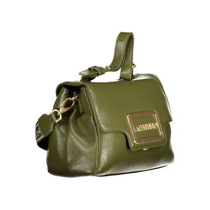 Mario Valentino Green Polyethylene Handbag with adjustable handle and strap, featuring multiple compartments, zip and snap closure, logo detail.