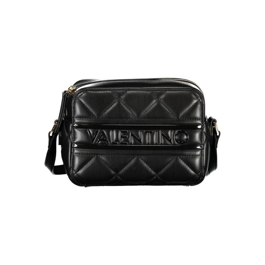 Mario Valentino Black Polyethylene Women Handbag with adjustable strap and zip closure, featuring sleek design and brand embossing.