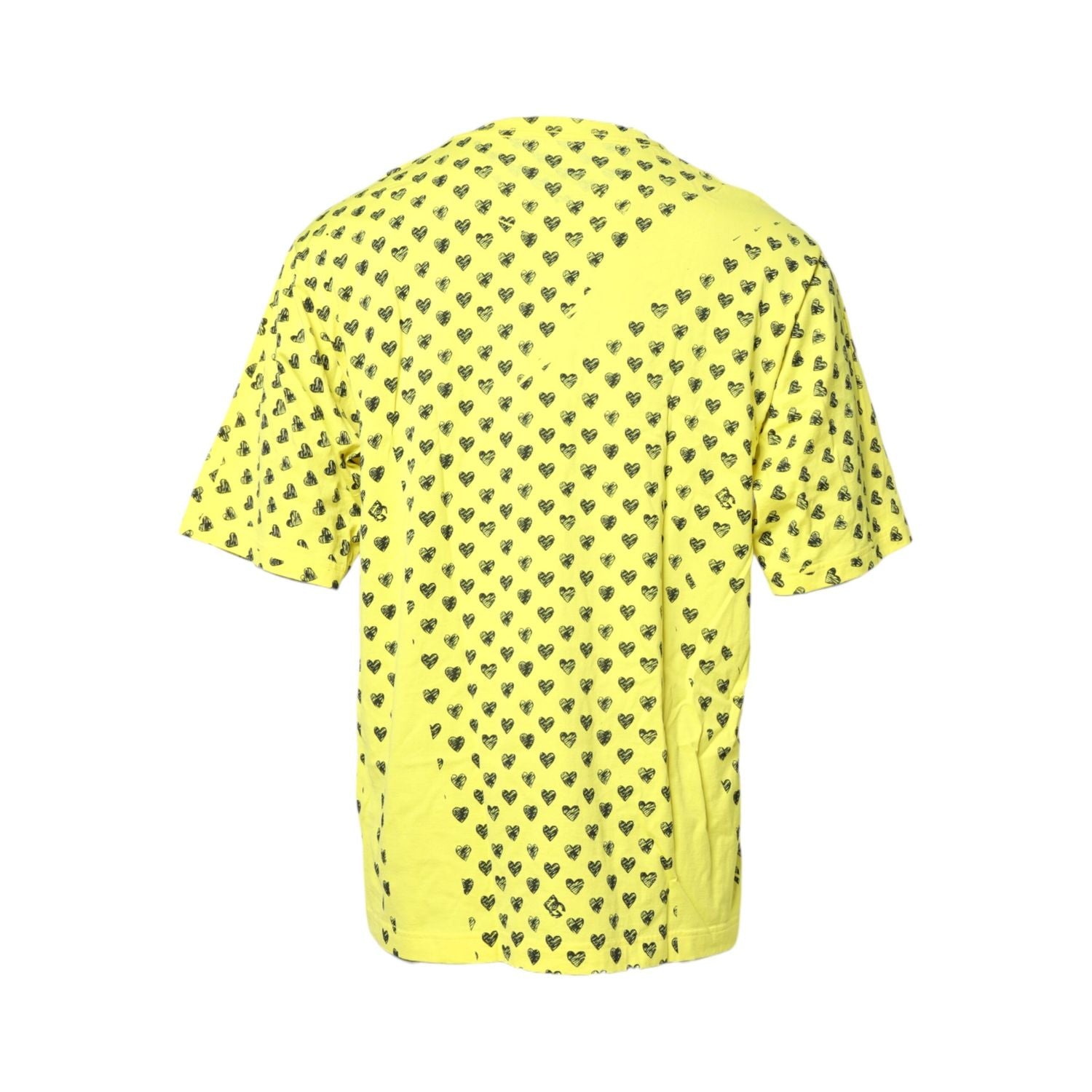 Dolce & Gabbana Yellow Cotton DG Heart Print Crew Neck T-shirt