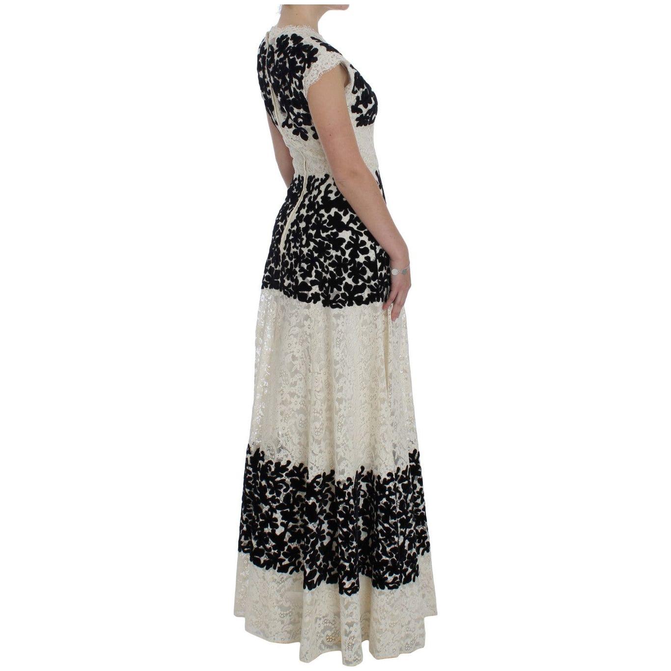 Dolce & Gabbana Floral Lace Ricamo Long Ball Maxi Dress