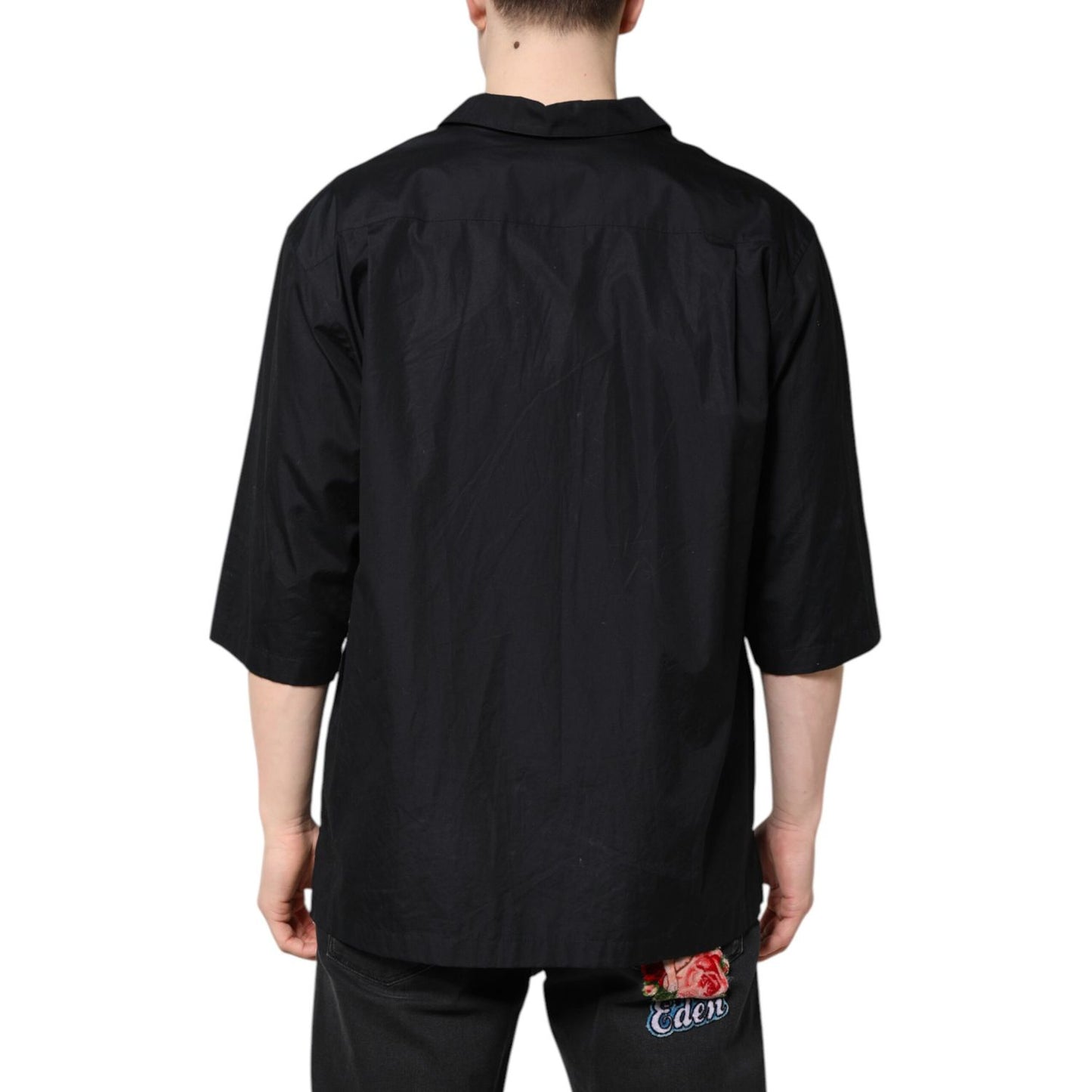 Dolce & Gabbana Black Short Sleeves Button Down Casual Shirt