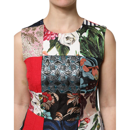Dolce & Gabbana Multicolor Patchwork Sleeveless Sheath Dress