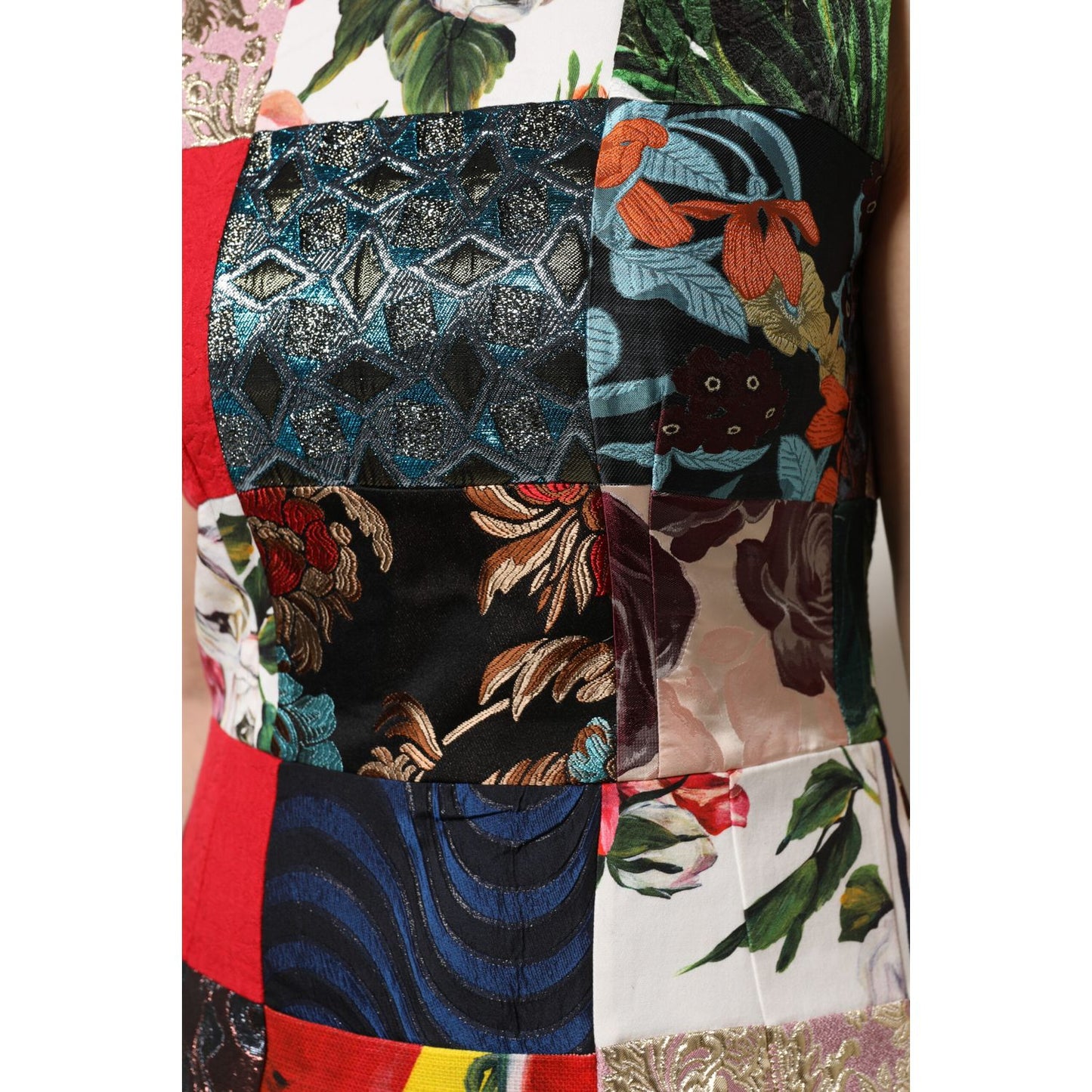 Dolce & Gabbana Multicolor Patchwork Sleeveless Sheath Dress