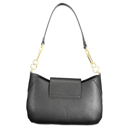 Mario Valentino Black Polyethylene Handbag with removable shoulder handle and adjustable strap