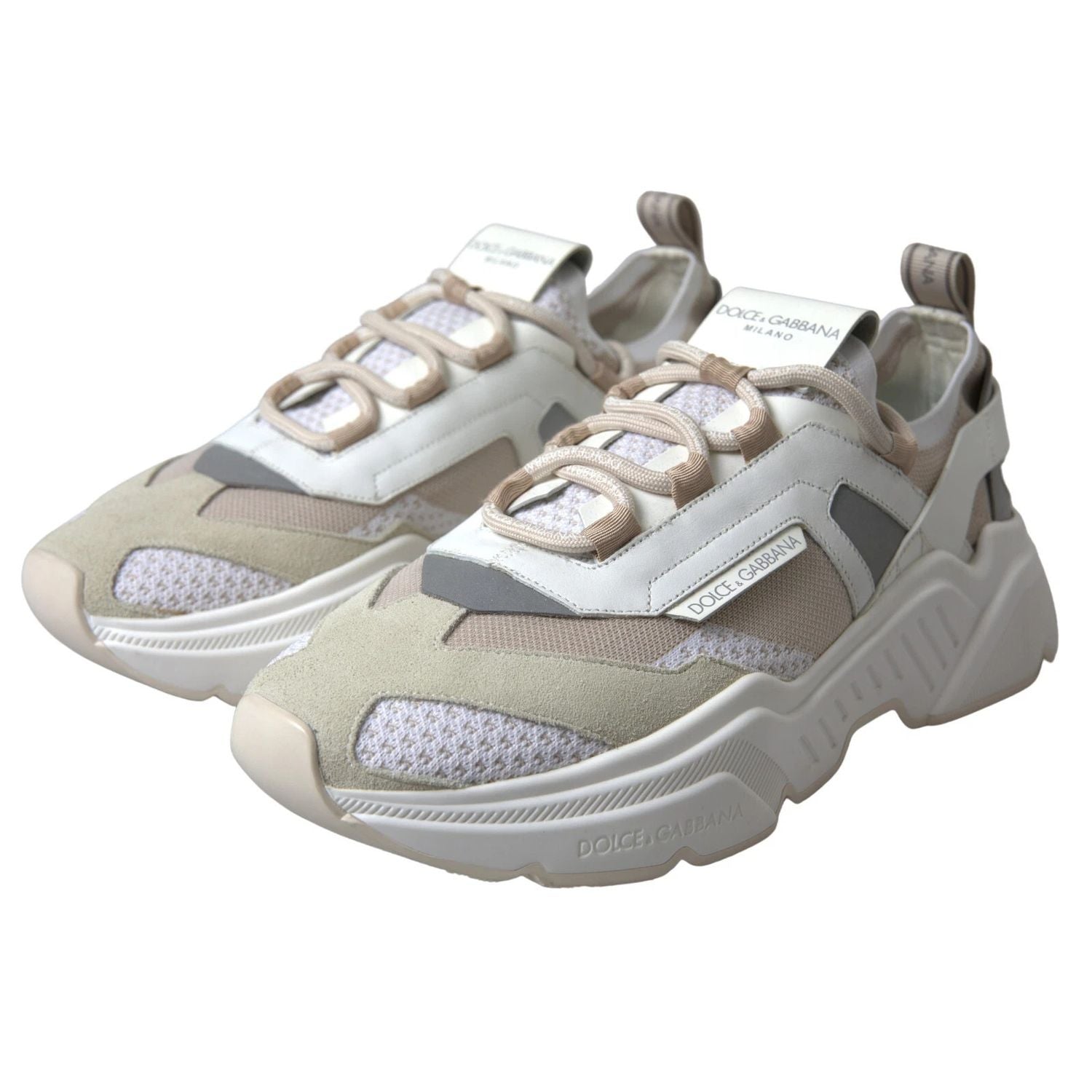 Dolce & Gabbana Sneakers White Beige Leather Sport DAYMASTER Shoes