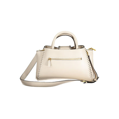 Guess Jeans Beige Polyethylene Handbag with adjustable strap, external pocket, logo detail.