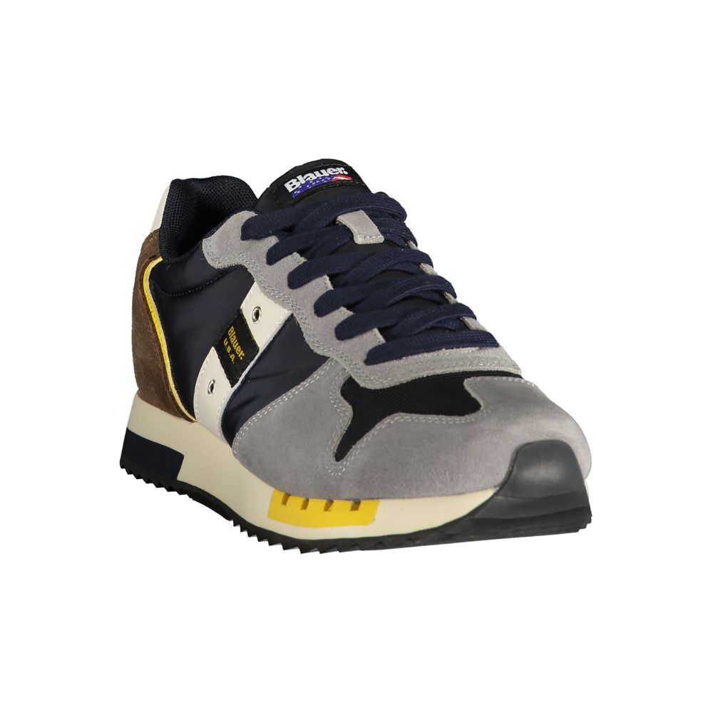 Blauer Gray Polyester Sneaker with laces, contrasting details, and logo. Ideal sports shoe for style and comfort.