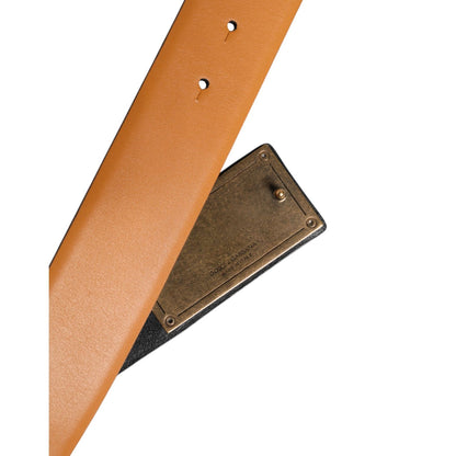 Dolce & Gabbana Brown Leather Buckle DG Logo Embossed Belt