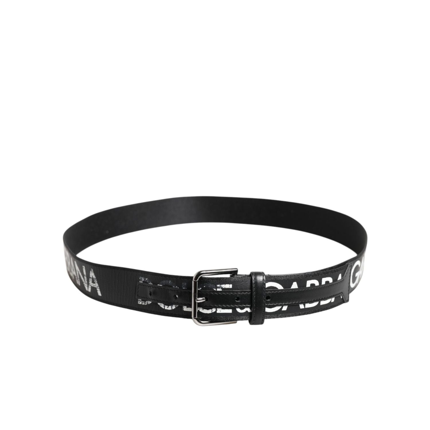 Dolce & Gabbana Black White DG Logo Brass Metal Buckle Belt