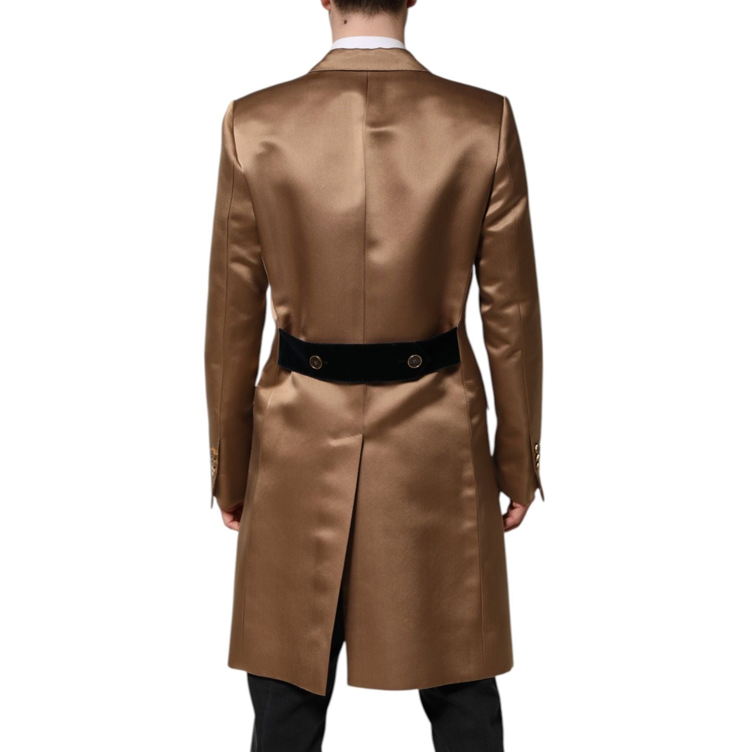Dolce & Gabbana Brown Silk Single Breasted Trench Coat  Jacket