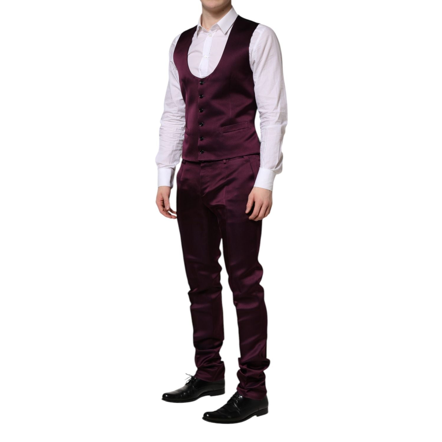 Dolce & Gabbana Dark Purple Silk 3Piece Single Breasted Suit
