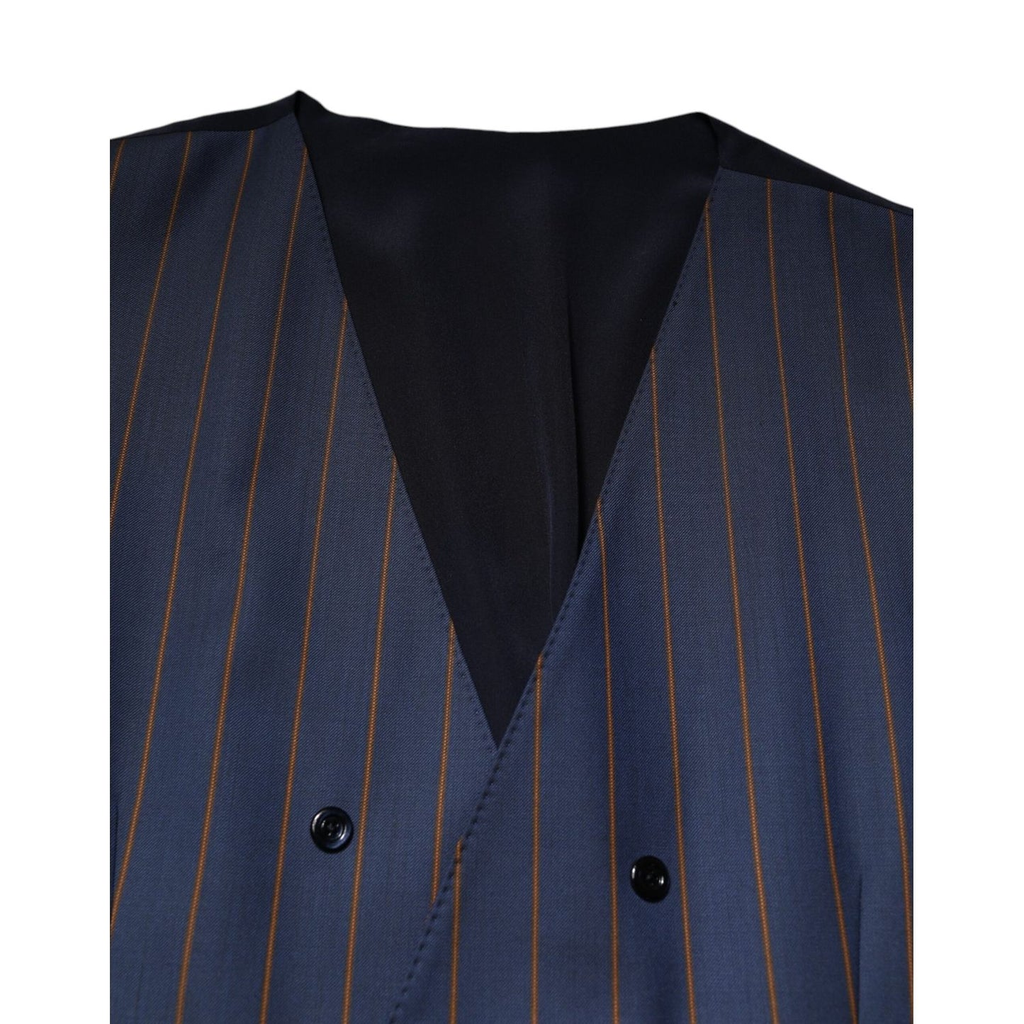 Dolce & Gabbana Blue Stripes Wool Formal Men Waistcoat Vest