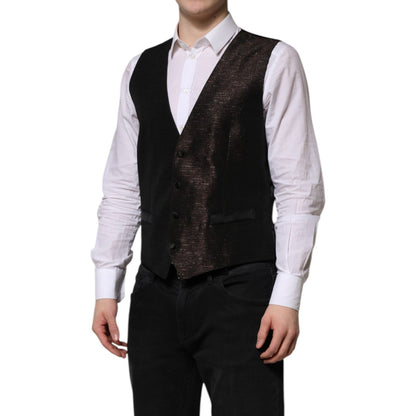 Dolce & Gabbana Dark Brown Dress Formal Men Waistcoat Vest