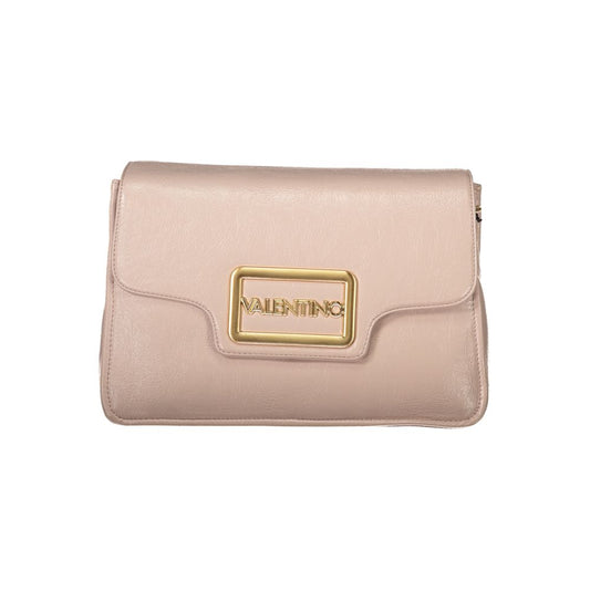 Mario Valentino Pink Polyethylene Women Handbag with gold logo, elegant design, and versatile straps for stylish carrying.