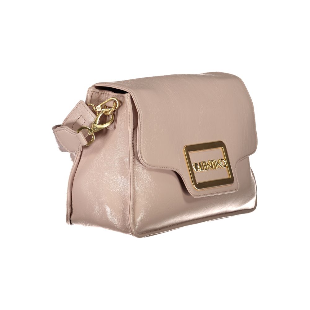 Mario Valentino Pink Polyethylene Women Handbag with detachable strap, gold accents, and spacious interior compartments.