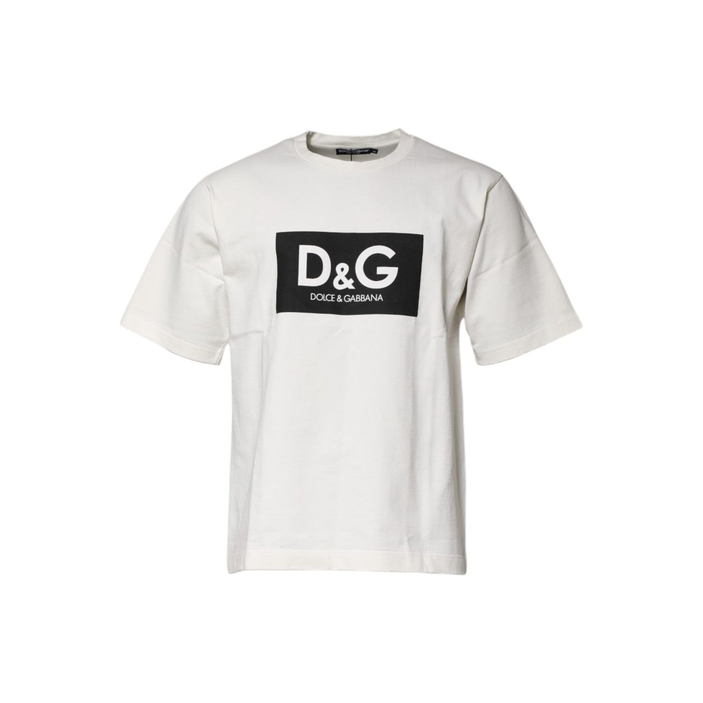 Dolce & Gabbana White Cotton DG Logo Print Round Neck T-shirt