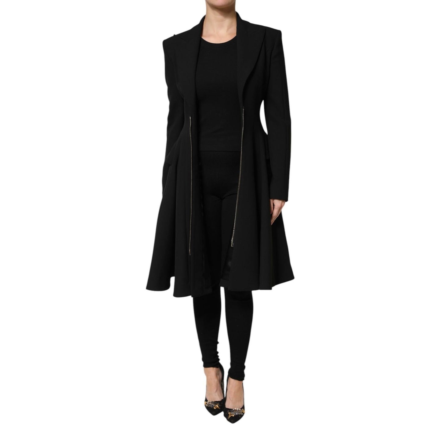 Les Hommes Black Polyester Single Breasted Trench Coat Jacket