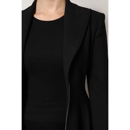 Les Hommes Black Polyester Single Breasted Trench Coat Jacket