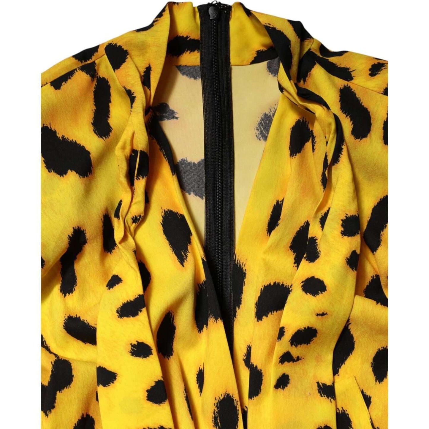 Dolce & Gabbana Yellow Leopard Long Sleeves Jumpsuit Dress TSH90441-36