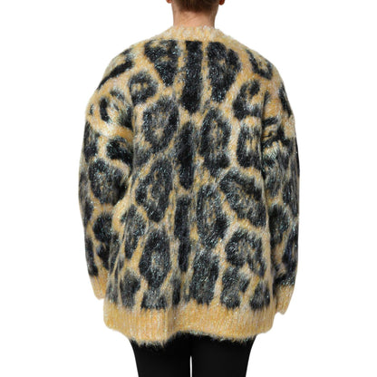 Dolce & Gabbana Multicolor Leopard Mohair Crew Neck Sweater